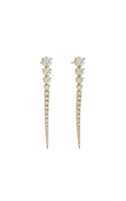 18KY 0.91CTW DIAMOND TAPERED DANGLE EARRINGS WITH A ROW OF ROUND DIAMONDS SMALLEST AT THE BOTTOM AN