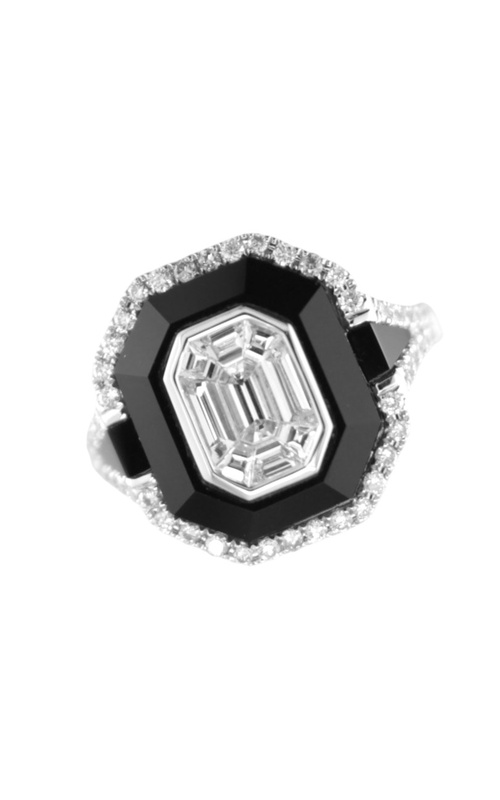 18KW 0.98CTW DIAMOND 1.63CT BLACK ONYX LADIES FASHION RING WITH AN INVISIBLE SET DIAMOND CENTER THA
