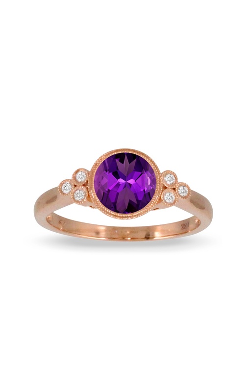18KR 1.41CT AMETHYST 0.07CTW DIAMOND FASHION RING WITH A ROUND MILGRAIN BEZEL SET CHECKERBOARD AMET