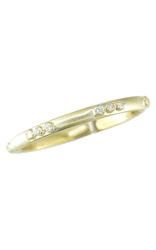 18KY DIAMOND ETERNITY BAND WITH 3 ROUND BEZEL SET DIAMONDS SET IN SPACED GROUPINGS AROUND THE BAND