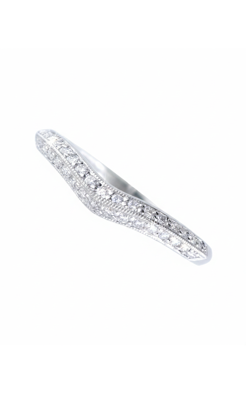 PLAT .33CTW TWO ROWS OF ROUND PAVE DIAMOND KNIFE EDGE BAND WITH MILGRAINING DESIGN GOING HALFWAY RO
