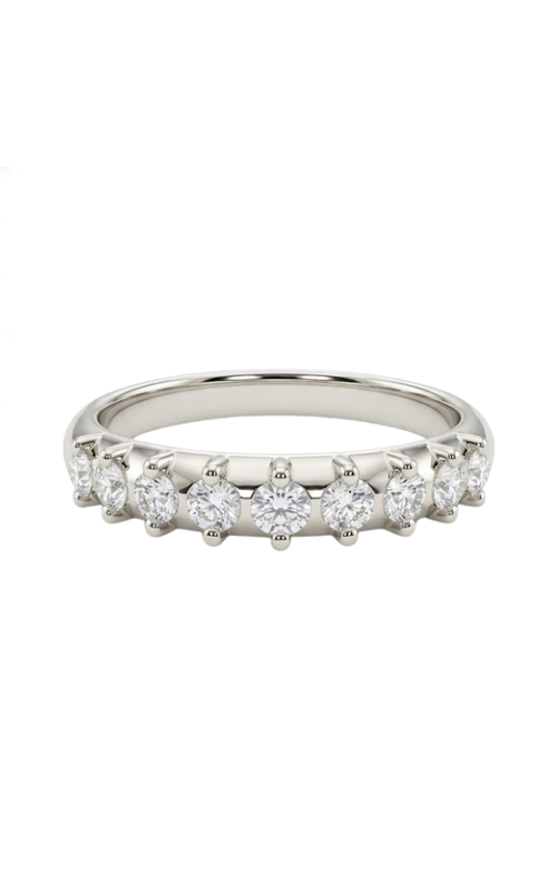 PLATINUM .34CTW 9 DIAMOND WEDDING BAND, WITH DIAMONDS SET IN TWO-PRONG SETTING. ALL DIAMONDS ARE F-