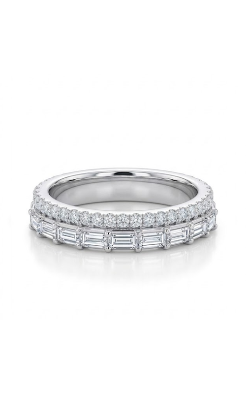 14KW 0.61CTW DIAMOND DOUBLE ROW BAND WITH 26 SMALL DIAMONDS =0.10CTW ON ONE SIDE OF A CLOSE SPLIT S