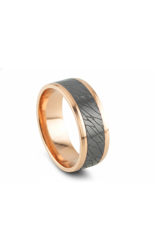 14KRG PEBBLE TANTALUM CENTER WITH RG DROP BEVEL EDGE. 8MM WIDTH