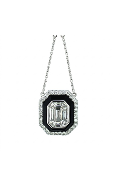 18KWG 0.82CTW INVISIBLE SET DIAMOND NECKLACE WITH 1.32CTW BLACK ONYX MIDDLE AND 0.46CTW DIAMOND HAL