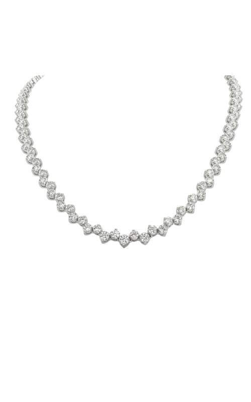 18KWG 10.74CTW NEIL JOSEPH SCATTERED SEMI- BEZEL SET DIAMOND NECKLACE WITH ALTERNATING ACCENT PRONG