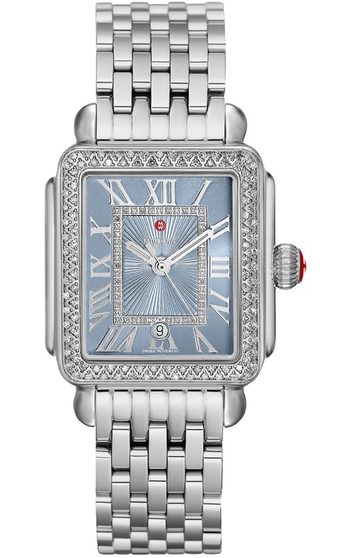 SS 0.71CTW DECO MADISON BLUE SMOKE WITH DUNRAY ROMAN DIAMOND DIAL WITH DATE. DIAMOND SAW PATTERN B