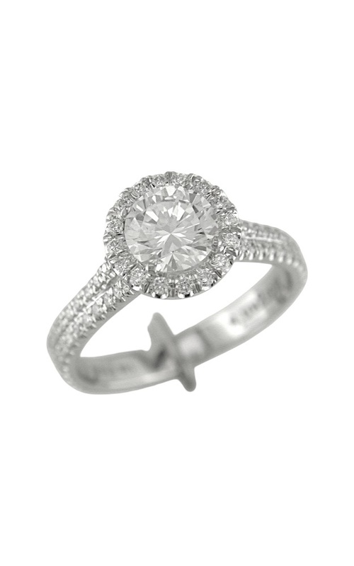 18KWG ENG RING FOR 1CT RD-FRENCH PAVEE DIAMOND HALO AROUND CENTER STONE WITH SPLIT DIAMOND SET SHAN