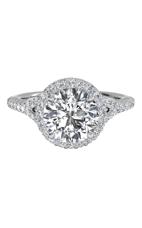 18KWG RD PAVEE HALO WITH SPLIT PAVEE SHANK 56FC=.23TW G, VS CENTER STONE SOLD SEPERATELY