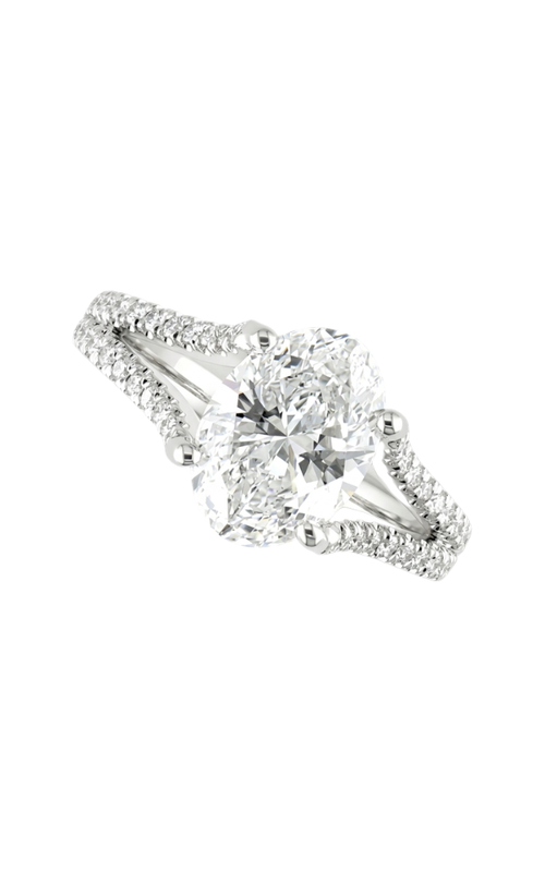 18KWG ENG RING FOR 2CT OVAL. SPLIT MICRO FRENCH PAVEE SHANK WITH DIAMOND ACCENT GALLERY. 56-ROUND
