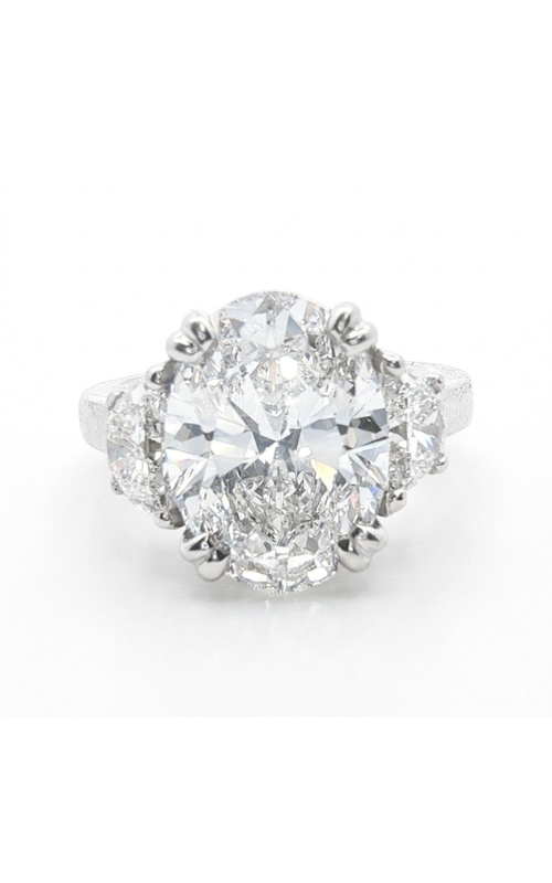 PLATINUM 1.23CTW DIAMOND ENGAGMENT RING WITH AN OVAL DOUBLE PRONG 6CT HEAD AND A HALF MOON DIAMOND