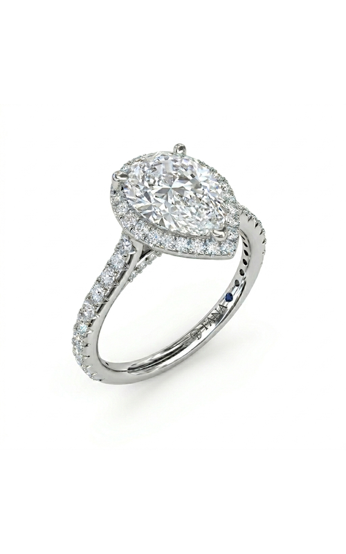 18KW 0.57CTW DIAMOND ENGAGMENT RING WITH 10X7MM PEAR SHAPE CZ CENTER WITH HALO, PEAKABOO DIAMONDS,