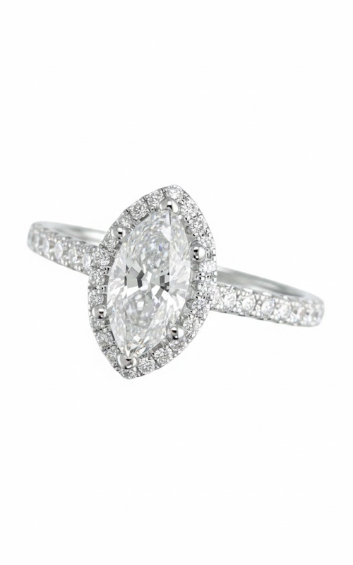 18KW 0.57CTW DIAMOND ENGAGMENT RING WITH 10X6MM MARQUISE CZ CENTER WITH HALO, PEAKABOO DIAMONDS, PA