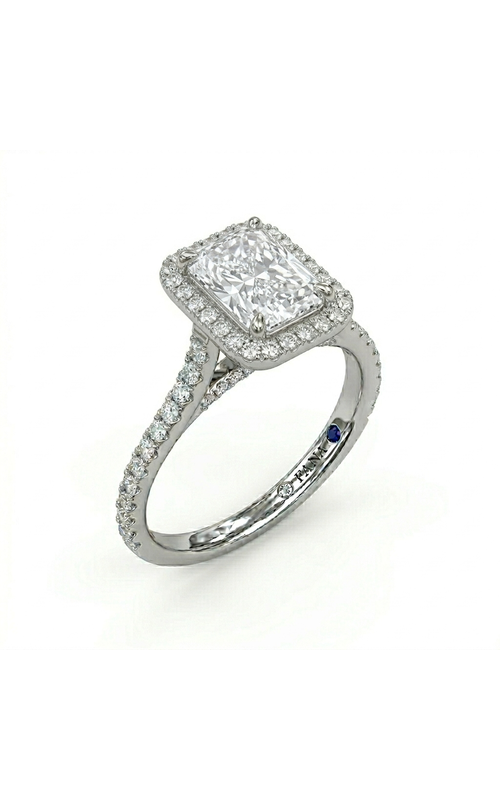 18KW 0.57CTW DIAMOND ENGAGEMENT RING WITH A 8X6MM CZ RAD CENTER WITH HALO, PEAKABOO DIAS, PAVE UNDE