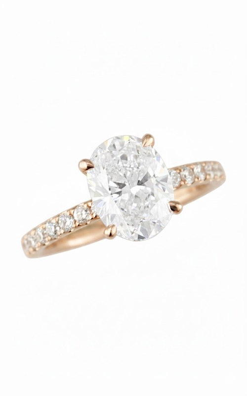 18KR 0.95CTW DIAMOND ENGAGMENT RING WITH A 4 PRONG OVAL HEAD WITH 22 DIAMONDS AROUND BASKET AND 22