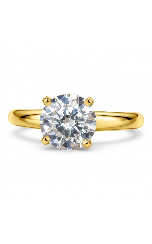 14KY/W SOLITAIRE ENGAGMENT RING WITH A WG 6.6-7.2MM 4 PRONG ROUND HEAD CONNECTED TO A TAPERED YG RO