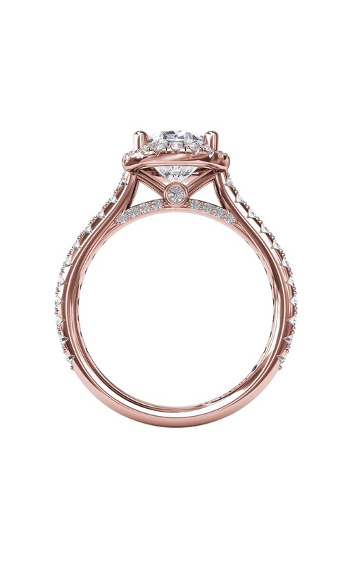 18KR 0.57CTW DIAMOND ENGAGMENT RING WITH 1.5CT OVAL CZ CENTER WITH HALO, PEAKABOO DIAMONDS, PAVE UN