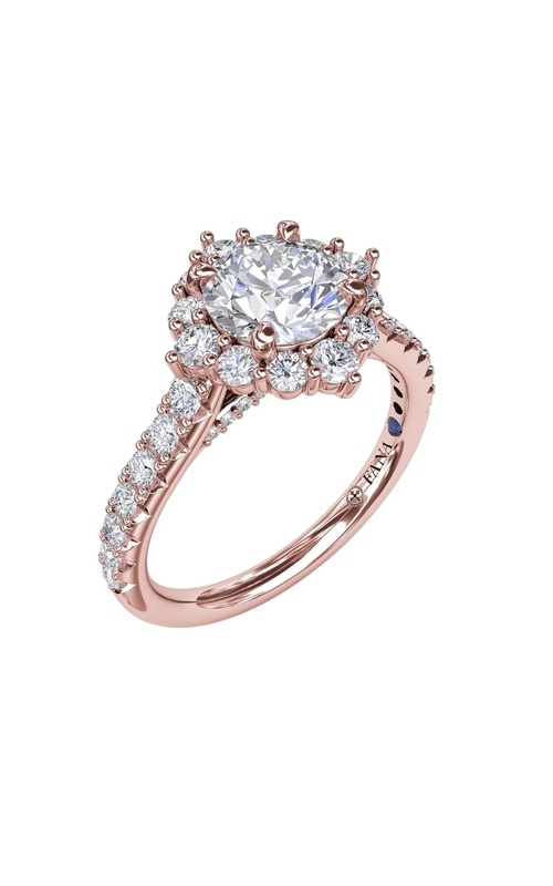 18KR 0.73CTW DIAMOND ENGAGEMENT RING SET WITH A 1CT ROUND CZ CENTER WITH A HALO THAT HAS A LARGER RO