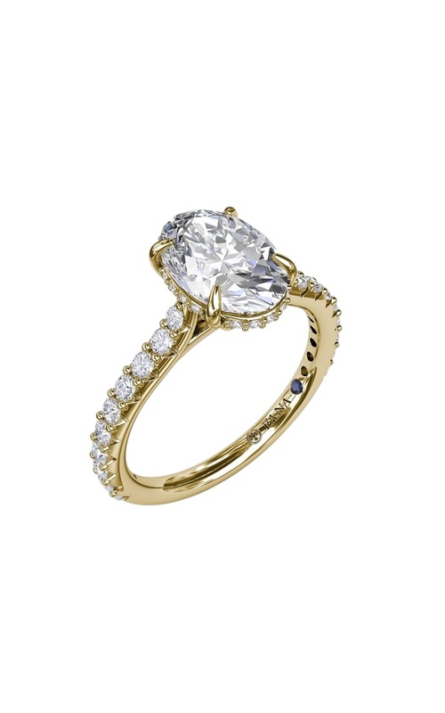 18KY 0.48CTW DIAMOND ENGAGEMENT RING WITH A 1.75CT OVAL CZ CENTER, HIDDEN HALO, PEAKABOO DIAMONDS A