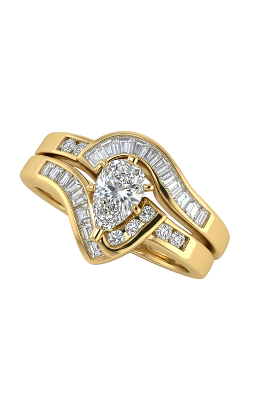 14K YG SET/PEAR CTR/CHANNEL SET BAGS-RDS/19 BAGS=.60TW 7FC=.18TW ALL G-H, VS