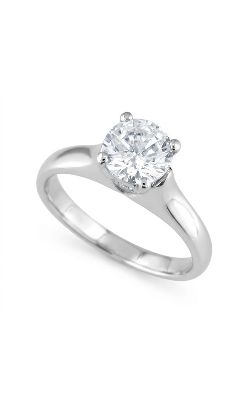 PLAT SOLITAIRE 3MM SHANK FOUR PRONG HEAD W/ 2 RDS DIAMOND AT BASE OF HEAD HIGH CATHEDRAL SHANK