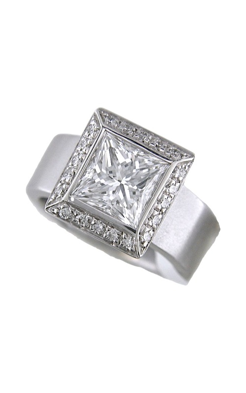 18KWG DIAMOND SEMI-MOUNT, SQUARE SHAPE HEAD W/ BEZEL SET SQUARE DIAMOND (APPROX 2.25CT SIZE) W/ SIN