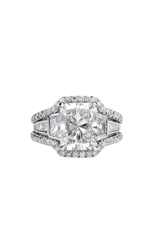 PLATINUM ENG RING FOR 3.40 RADIANT. 2 TRAPS=.58TW, 12 CUSTOM CUT PRINCESS CUTS=.40TW AND 120-ROUND