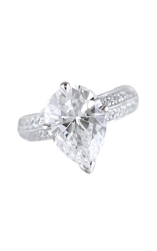 PLATINUM ENG RING FOR LG PEAR SHAPE DOUBLE ROW KNIFE EDGE PAVEE SHANK WITH 10 FULL CUTS EACH SIDE.