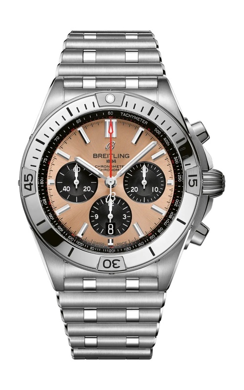 42MM SS CHRONOMAT BO1 CHRONOGRAPH COPPER DIAL BLACK SUBDIALS SS ROTATABLE BEZEL ROULEAUX BRACELET S#