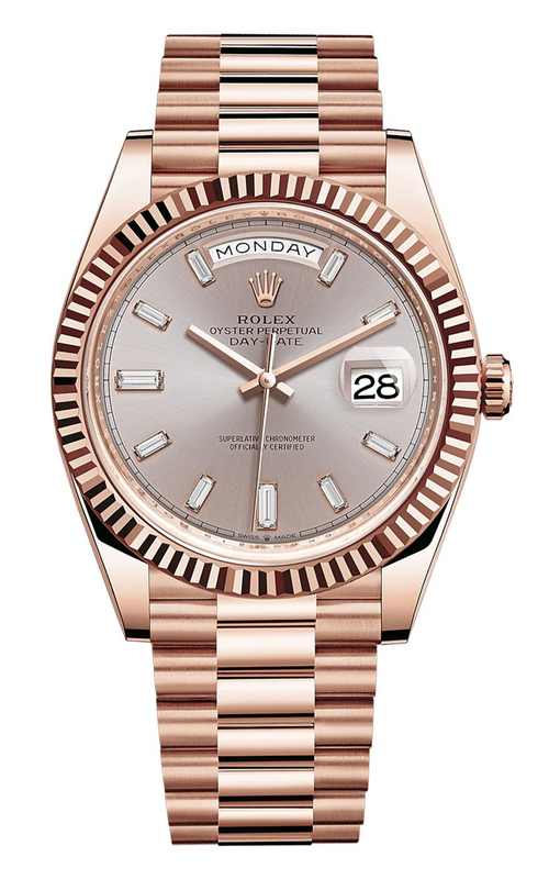 40MM 18KR ROLEX DAY DATE PRESIDENT WITH BAGUETTE DIAMOND DIAL MODEL #228235 SERIAL# 715L9398.