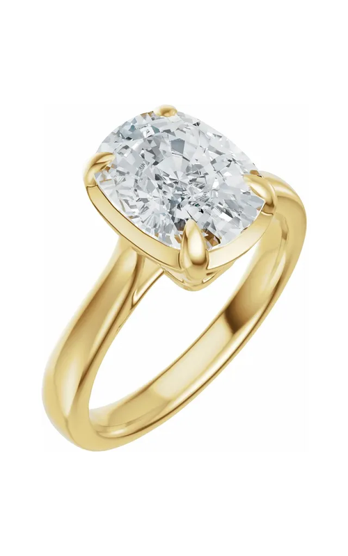 14KY 4CT LG ELONGATED CUSHION SOLITAIRE ENGAGEMENT RING 4 PRONG CLAW HEAD 2.9MM BASKET DESIGN SIZE 7