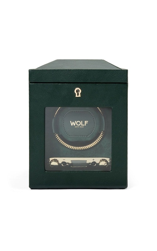WOLF BRITISH RACING SINGLE WATCH WINDER GREEN, NO STORAGE 7.75 L x 7.25 W x 8 H