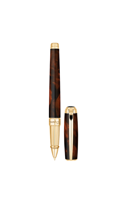 LARGE DATELIER BROWN LAQUER ROLLERBALL PEN #26 COMES WITH LARGE BLACK PEN BOX