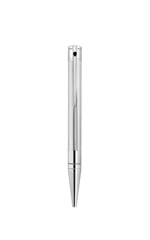 CHROME D-INITIAL BALLPOINT PEN WITH BLACK PEN BOX