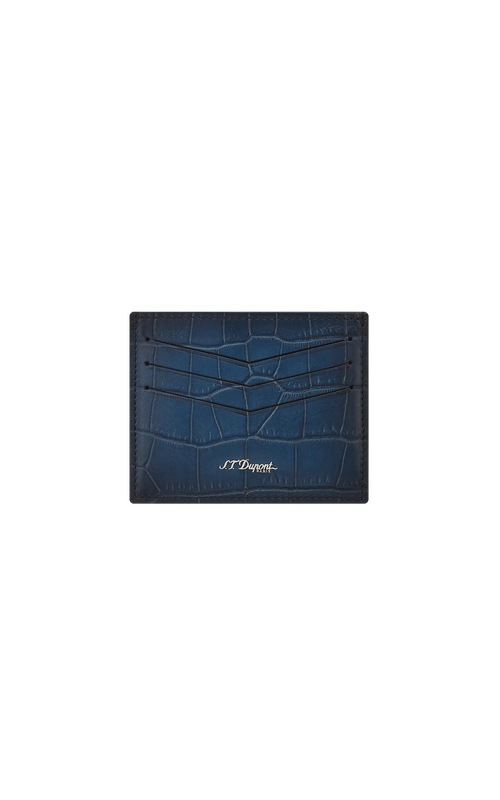 ST DUPONT ATELIER CARD HOLDER, BLUE, VEAL LEATHER