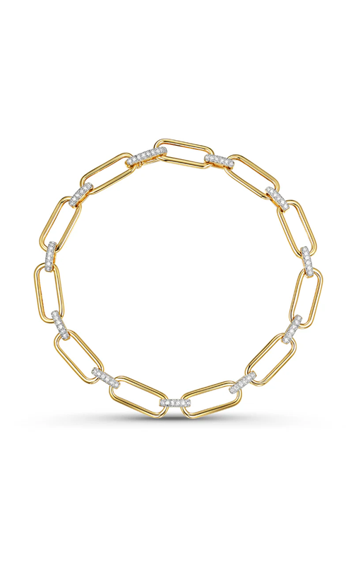 14KY DIAMOND BAR GOLD LINK BRACELET, 69DIAS=0.21CTW
