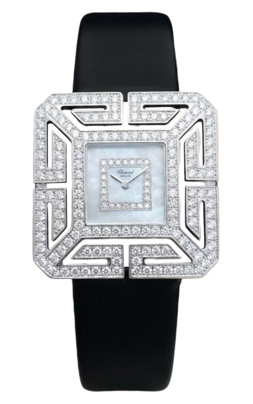 33MM 18KW CHOPARD JOAILLERIE, MOP DIAMOND DIAL, DIAMOND PAVE BEZEL, 152 FC CASE DIAS AND 24 PAVEE SE