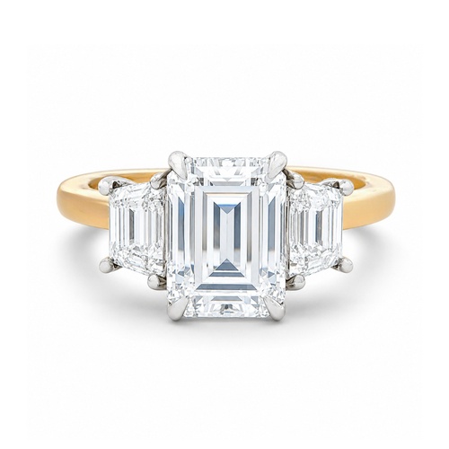 Trapezoid Three Stone Engagement Ring