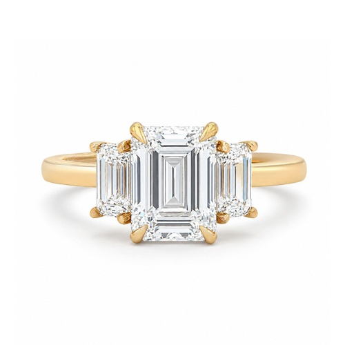 Emerald Three Stone Engagement Ring