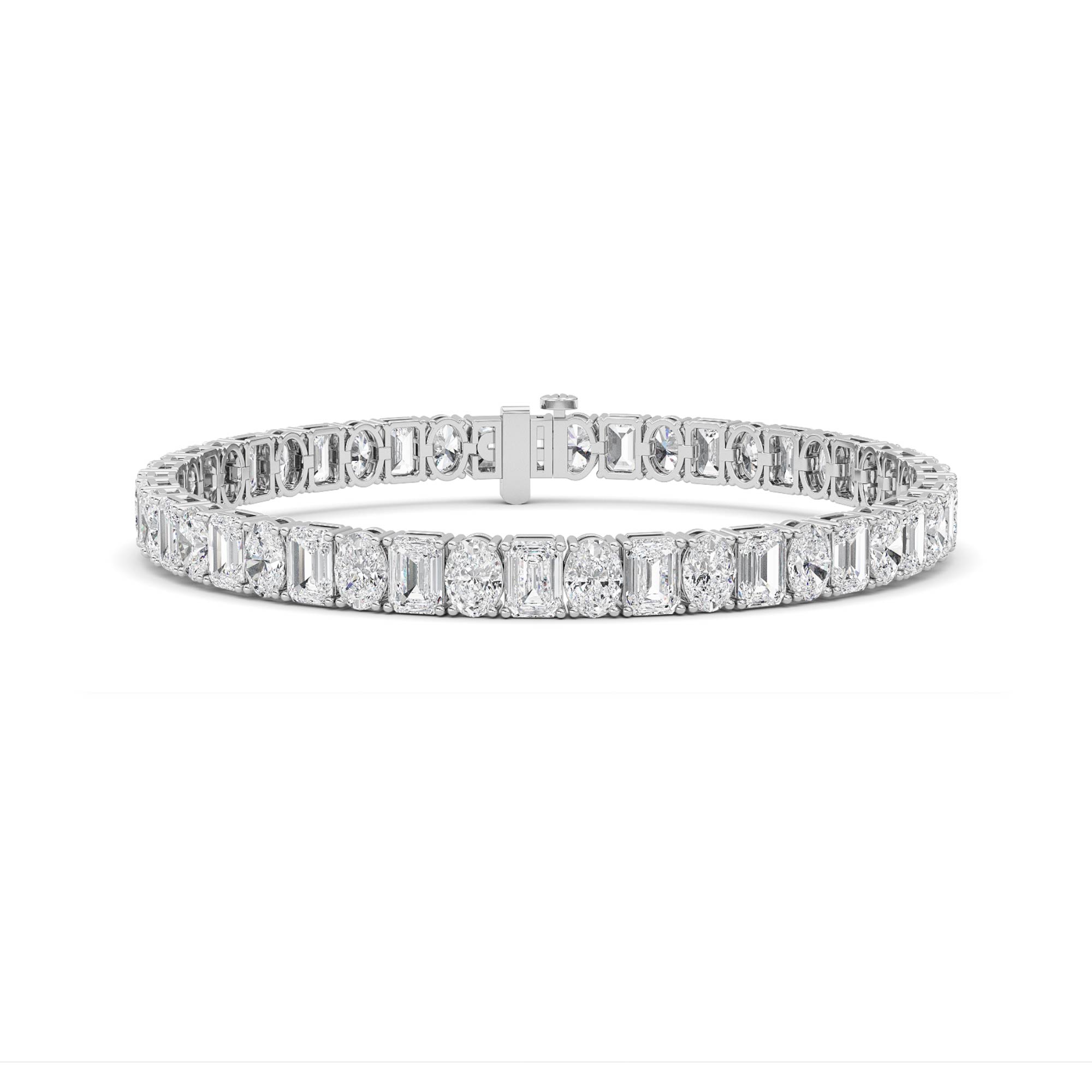 15.00 CT Emerald Diamond Bracelet in 14K White Gold