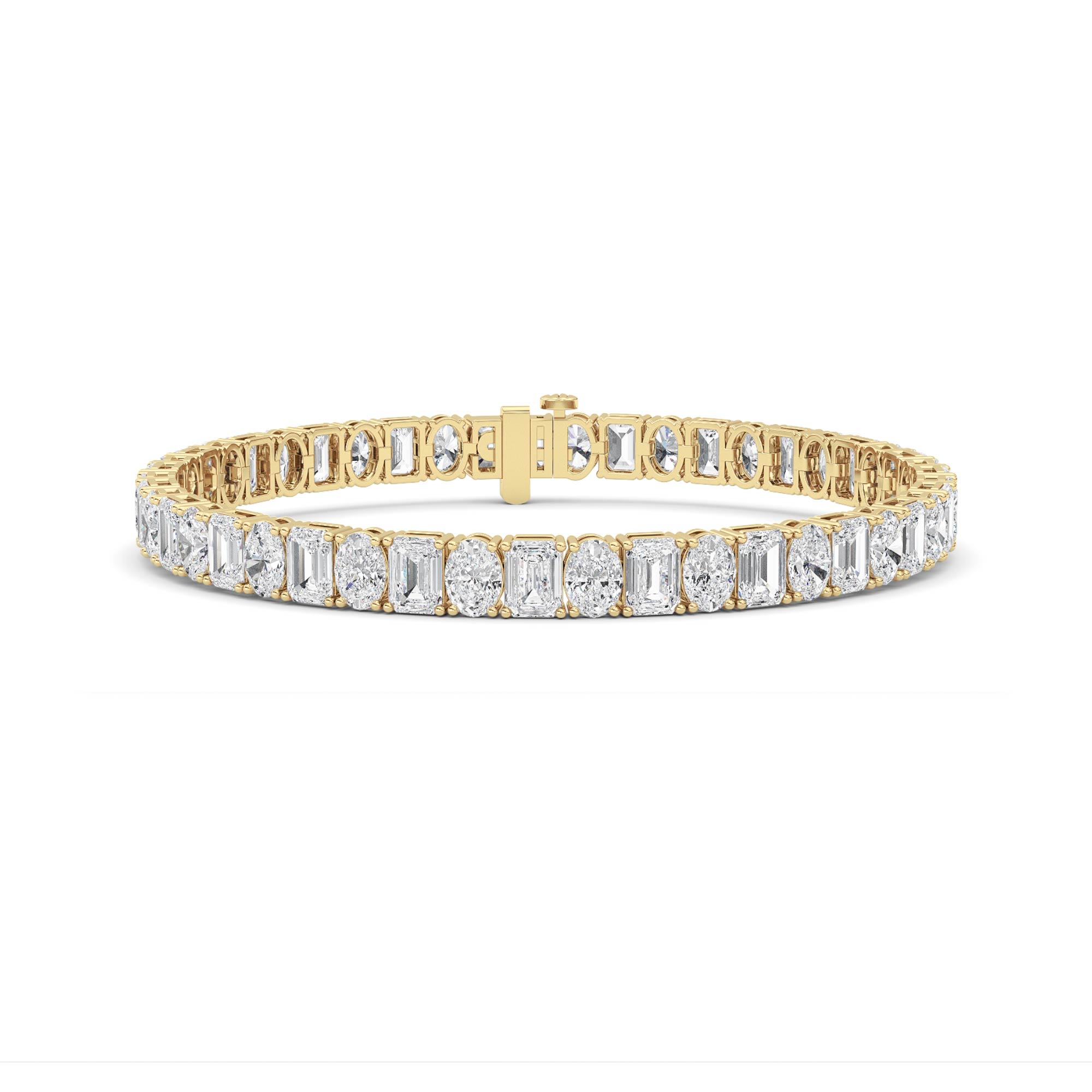 15.00 CT Emerald Diamond Bracelet in 14K Yellow Gold