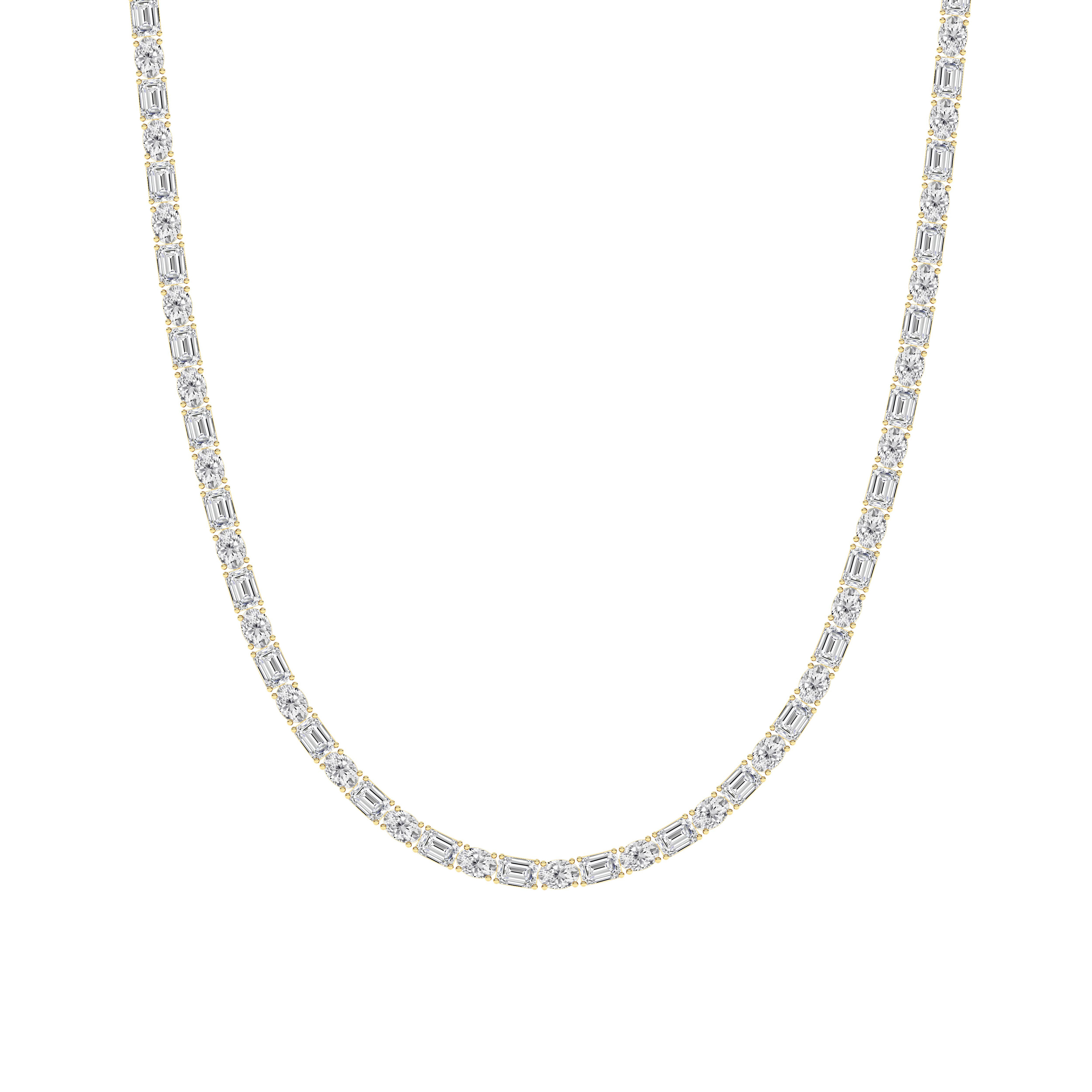 25.00 CT Emerald Diamond Necklace in 14K Yellow Gold