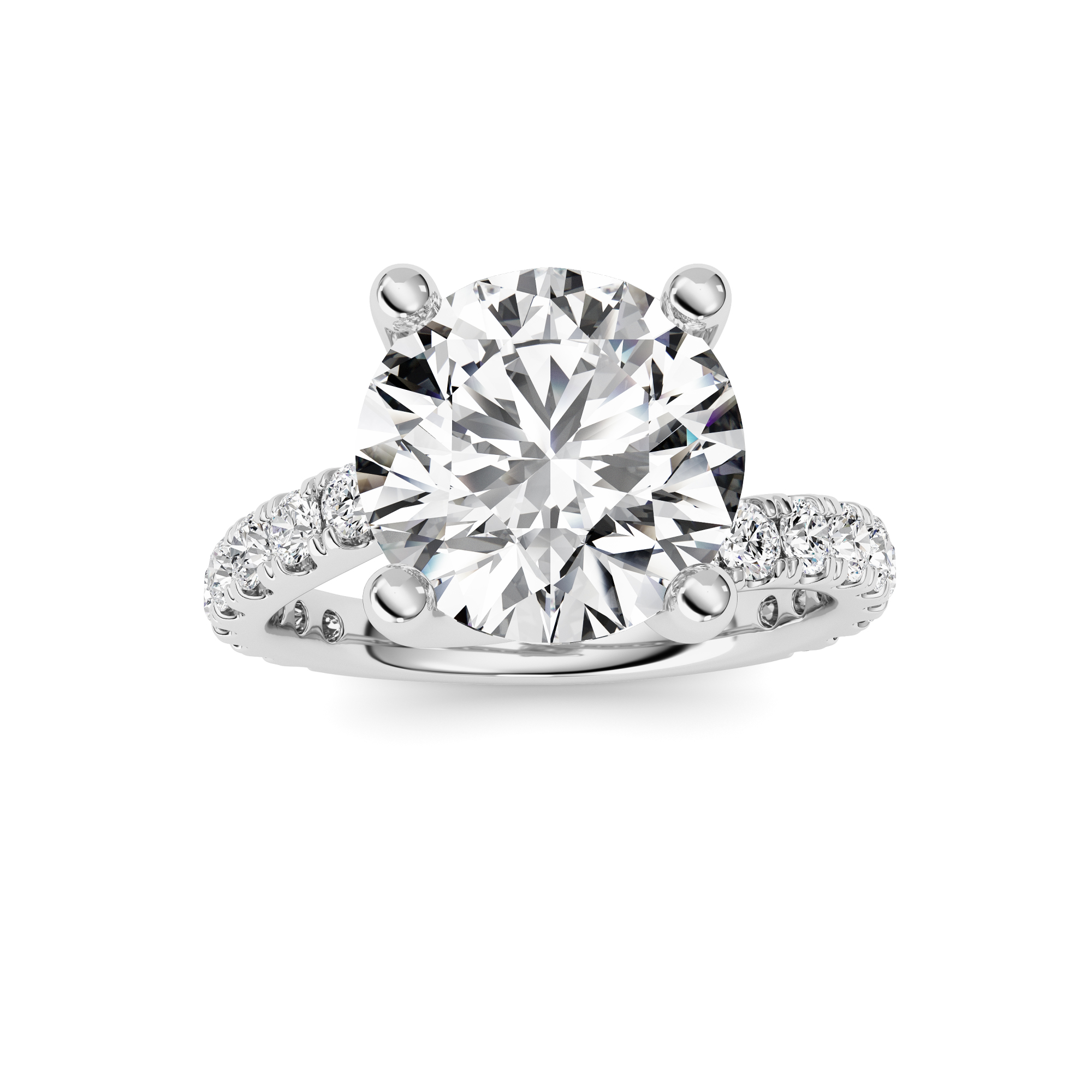 3.75 CT Round Diamond Ring in 14K White Gold
