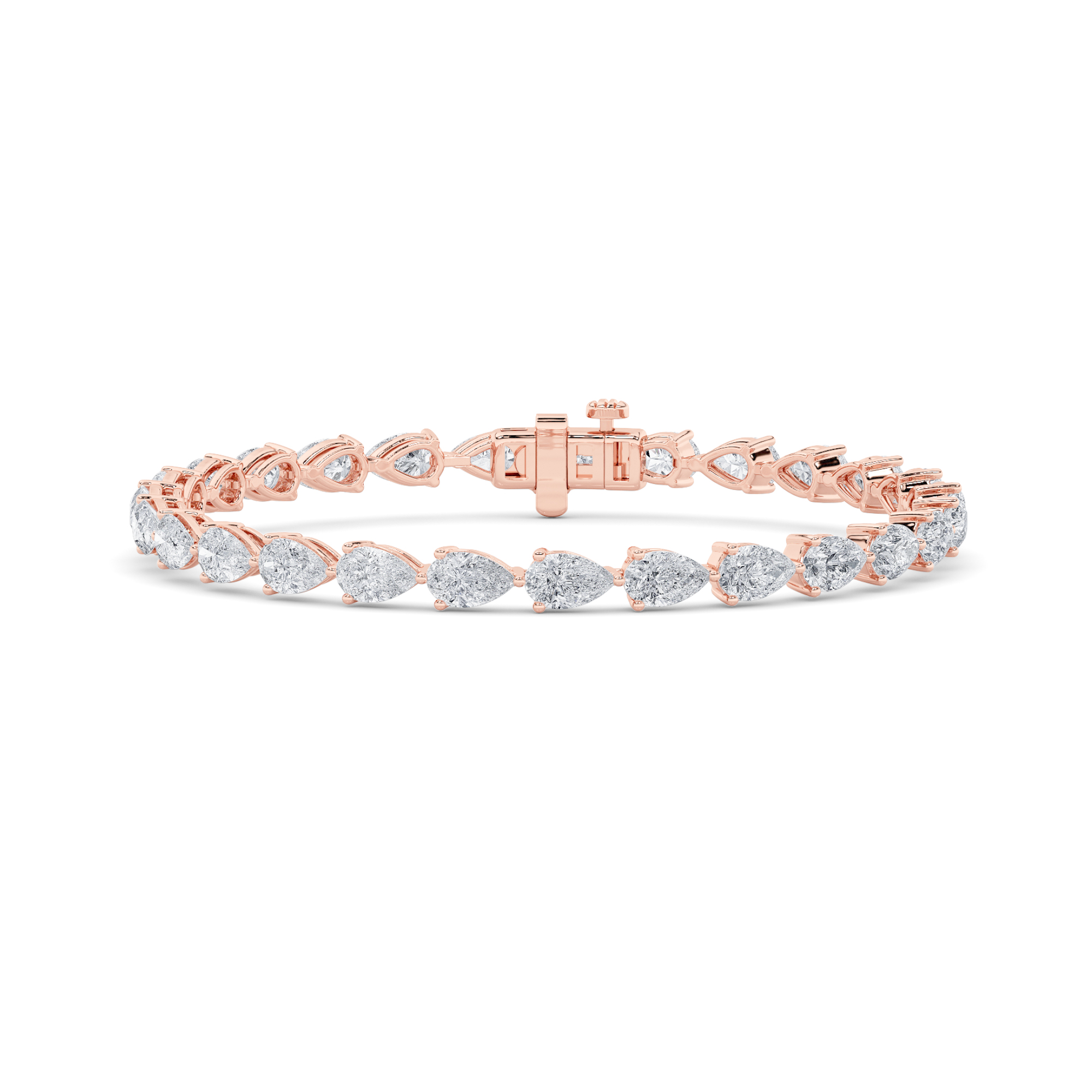 7.00 CT Pear Diamond Bracelet in 14K Rose Gold