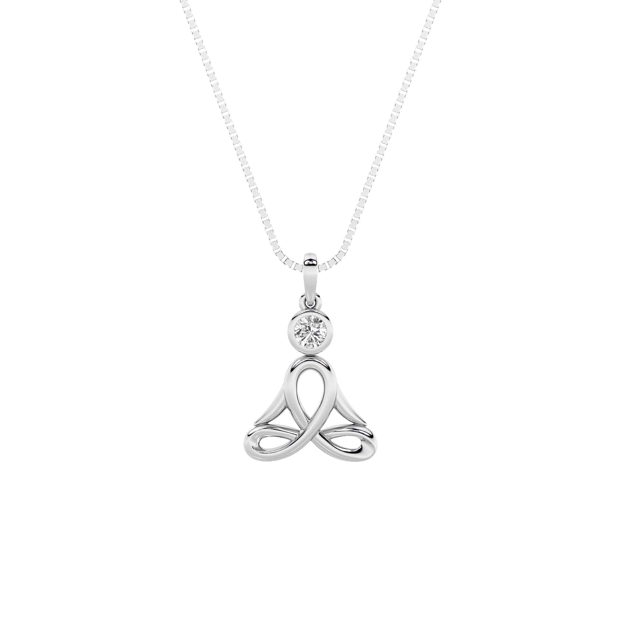 0.20 CT Round Diamond Necklace in 14K White Gold