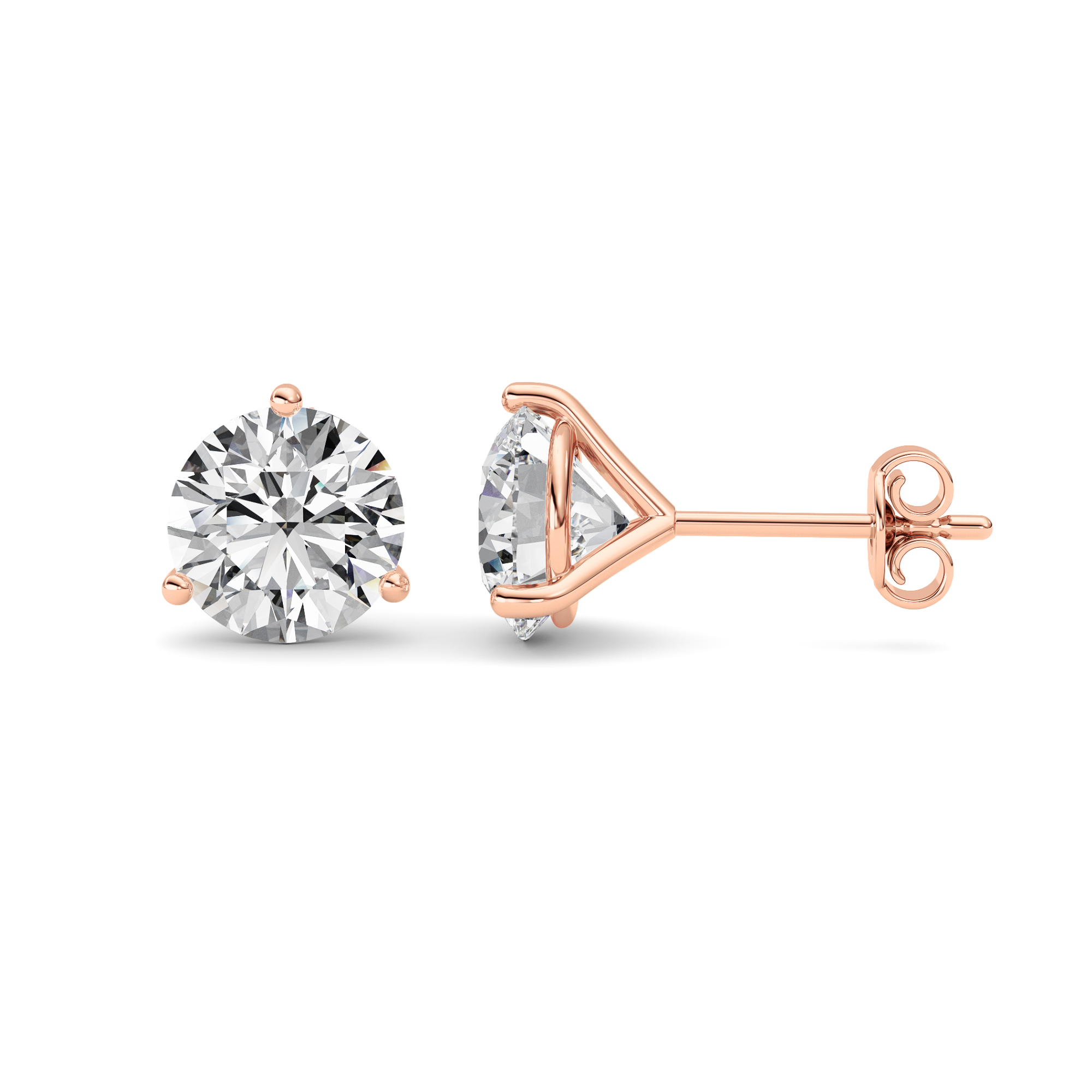 3.50 CT Round Diamond Earring in 14K Rose Gold