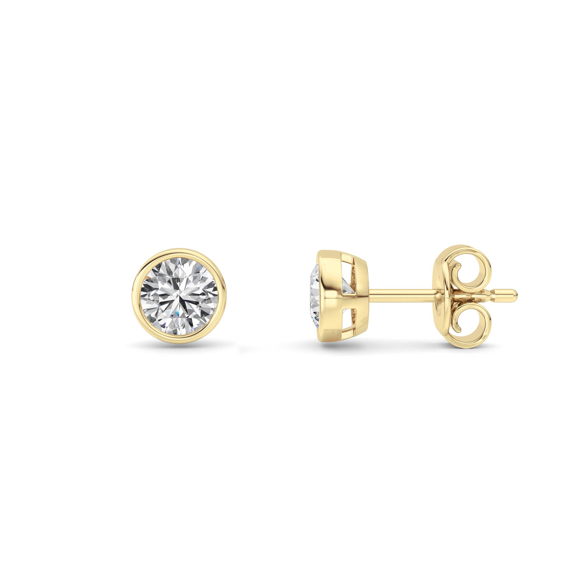 1.00 CT Round Diamond Earring in Silver|14K Yellow Gold