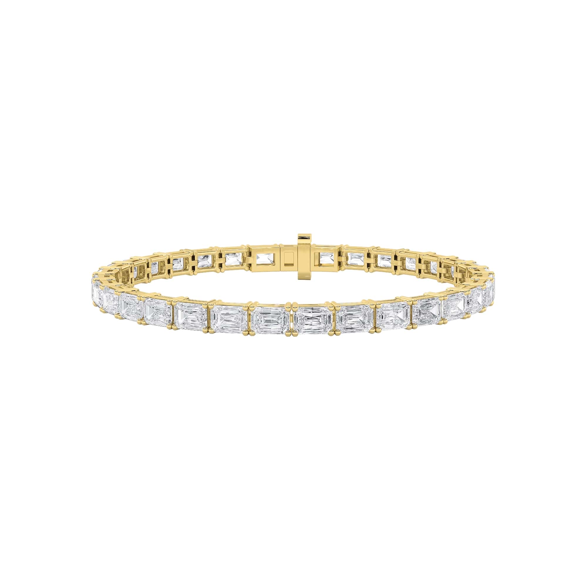 7.5Cttw Emerald Shaped Lab Grown Diamond (F/VS) Tennis Bracelet in 14K Gold