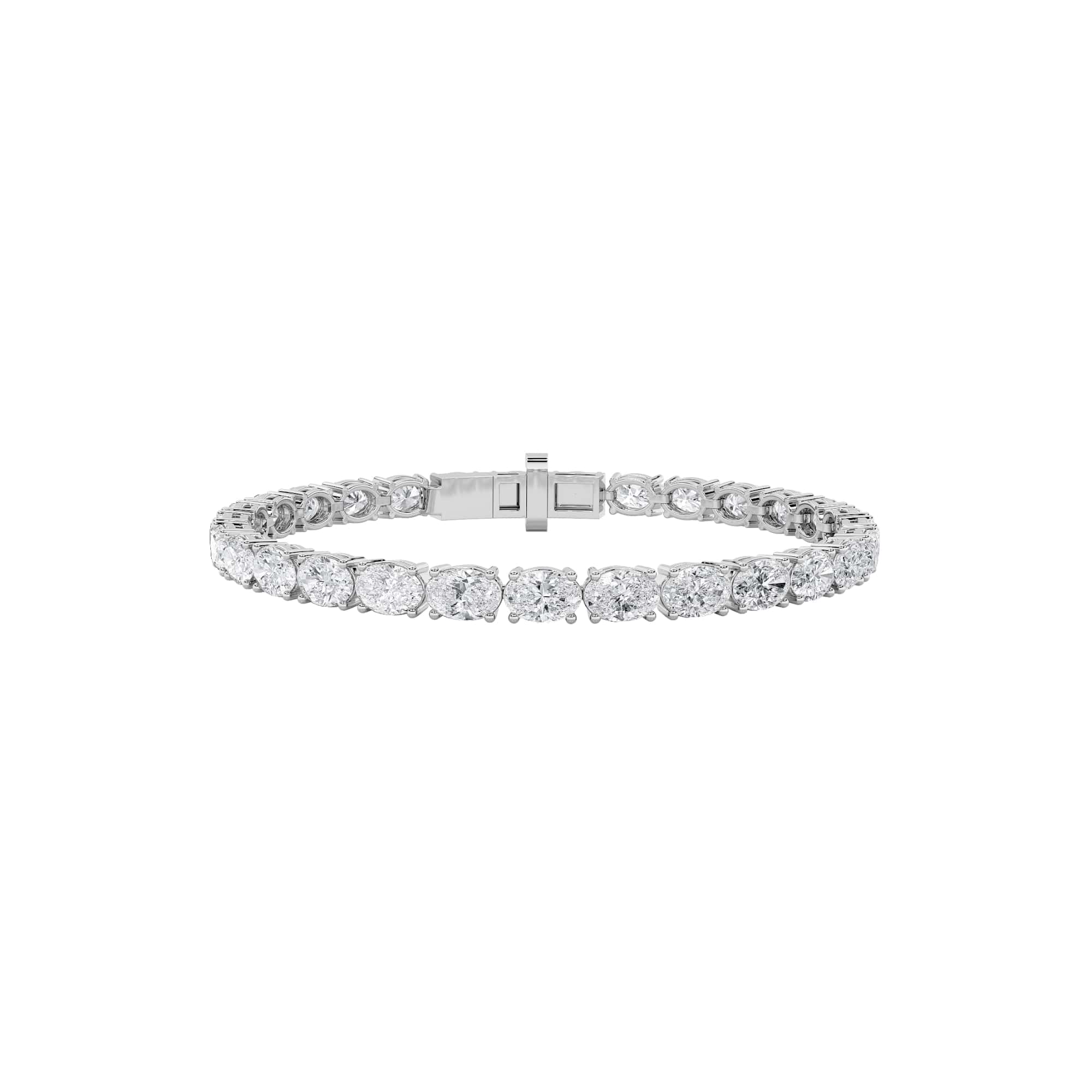 10.5Cttw Oval Shaped Lab Grown Diamond (F/VS) Classic Line Bracelet in 14K Gold