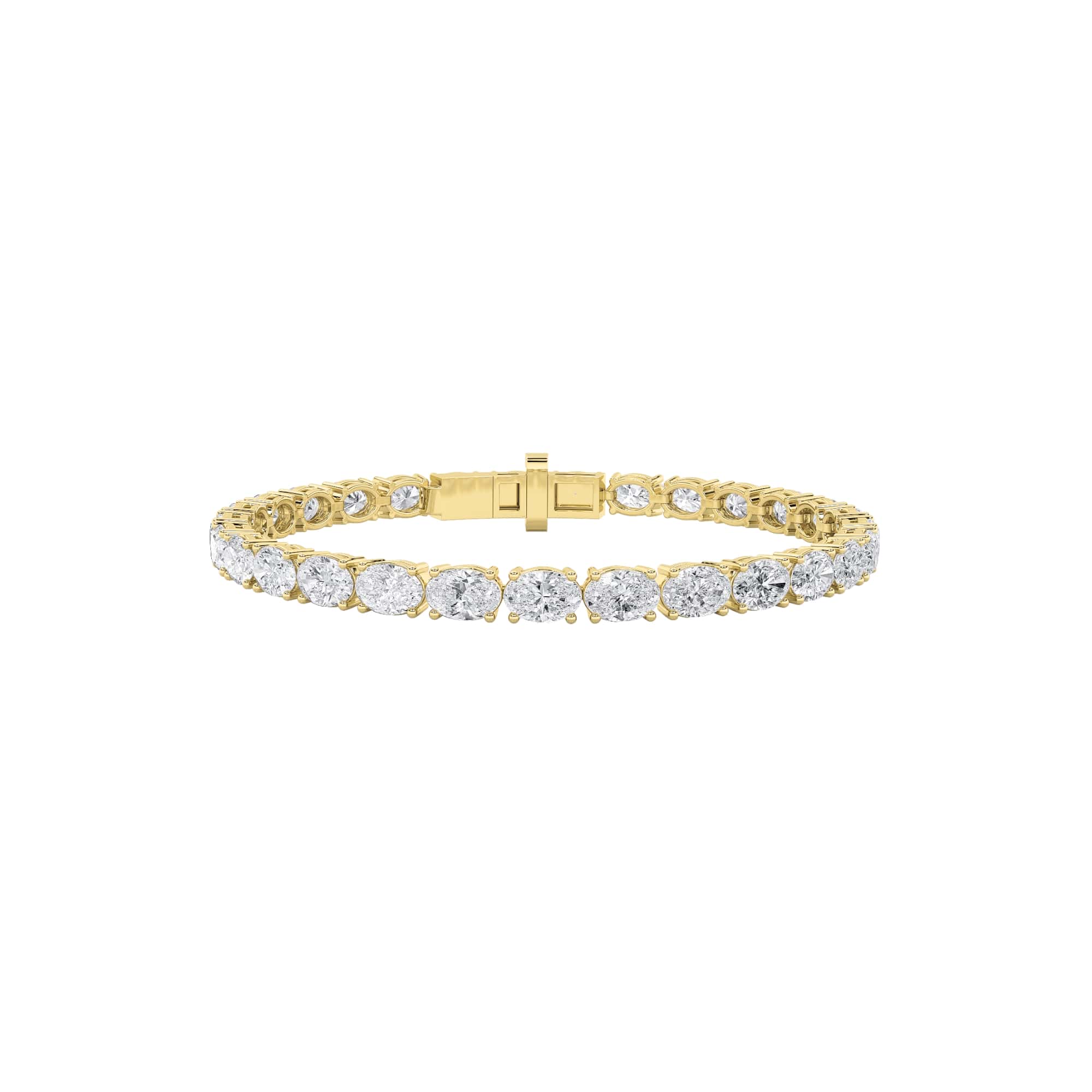 10.5Cttw Oval Shaped Lab Grown Diamond (F/VS) Classic Line Bracelet in 14K Gold